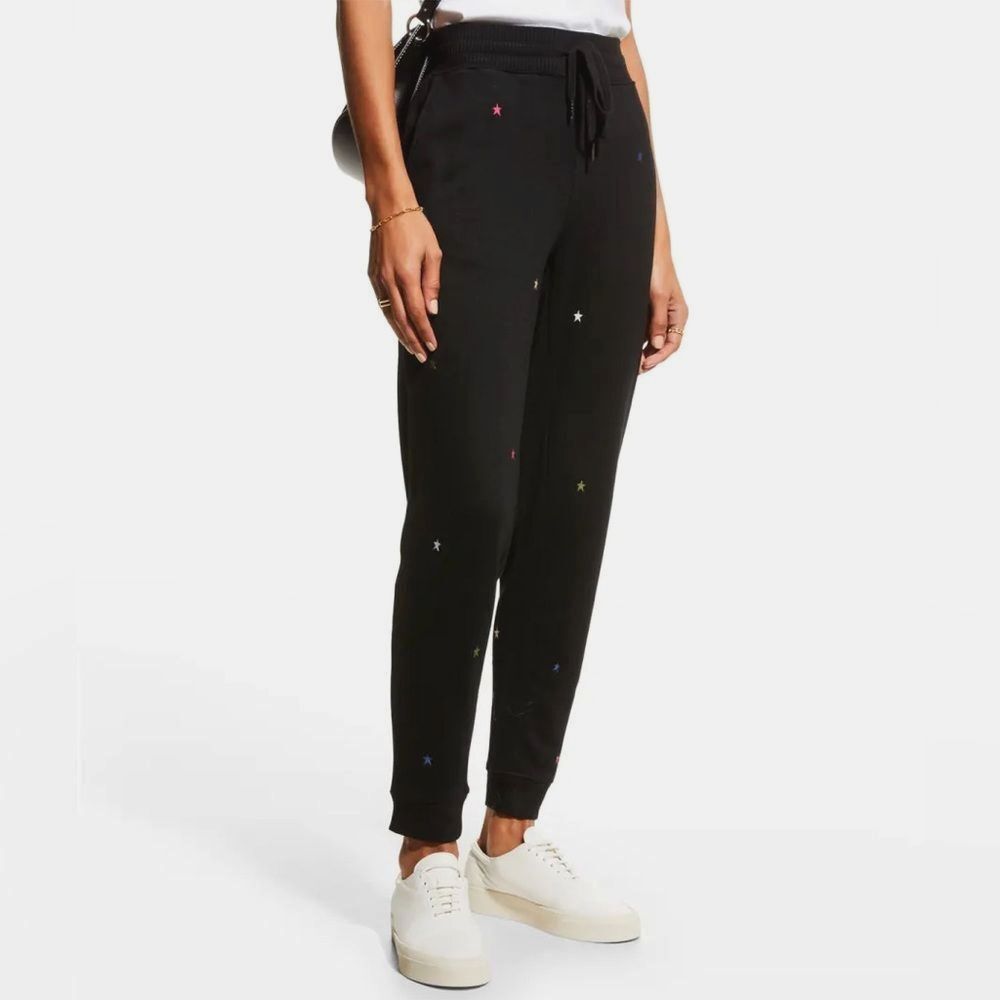 Rails Oakland Sweatpants Jet Black Star Embroidery Women's M Lounge Pant Comfy